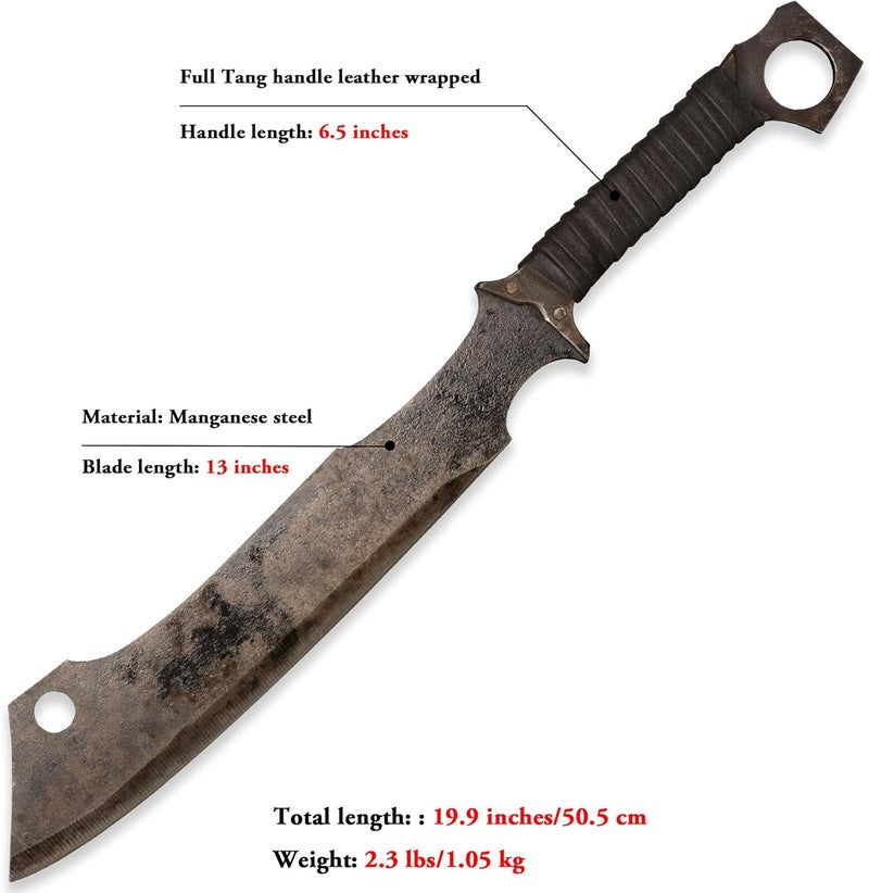 SV Handmade cast Manganese Steel Chopping Blade Sword, Full Tang, Outdoor, Hunting, Camping, Hiking, Survival, with Protective Cover, Multiple Styles to Choose from - Image 2